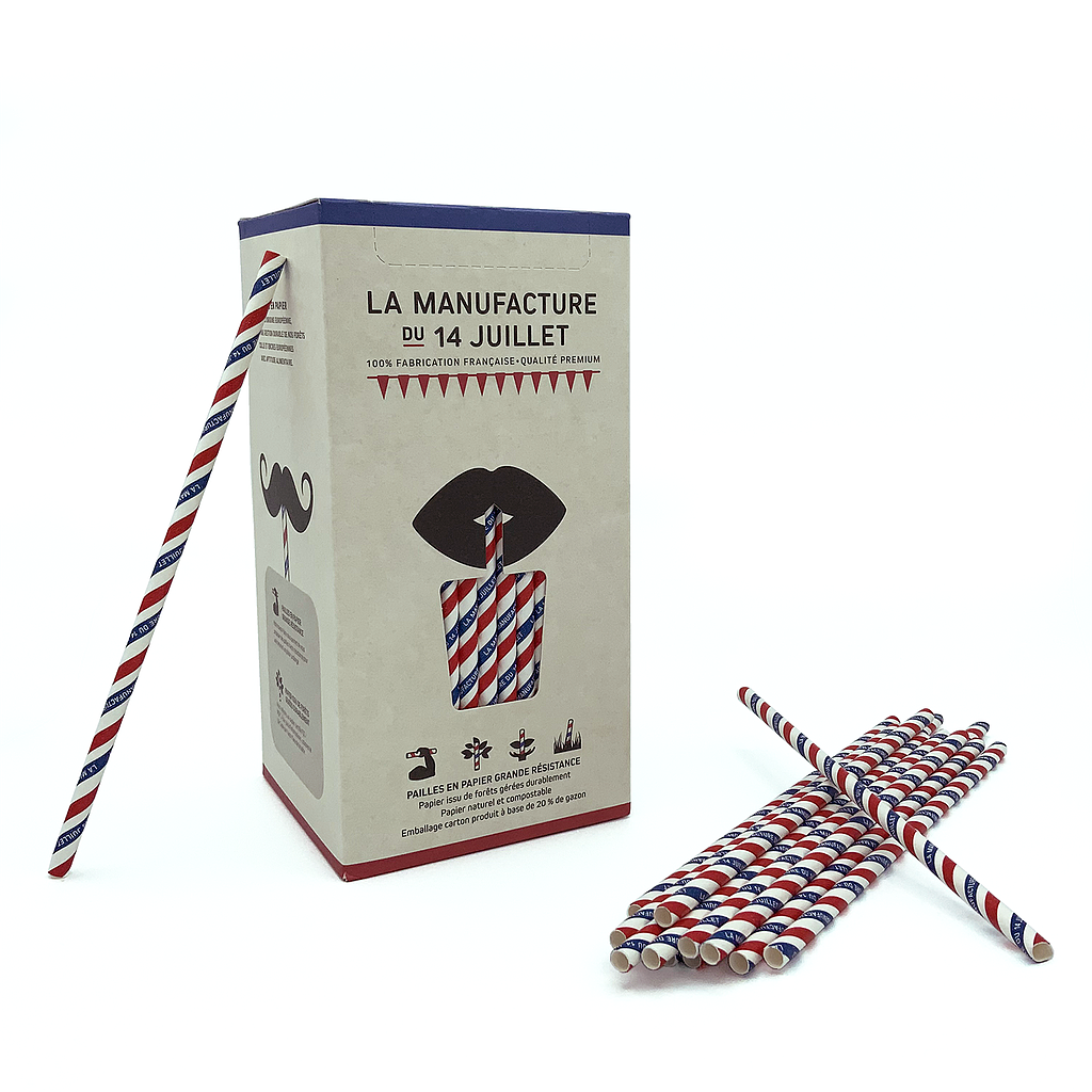 La Manufacture du 14 Juillet - 6 pudełek 250 słomek papierowych Ø 6 mm x 195 mm